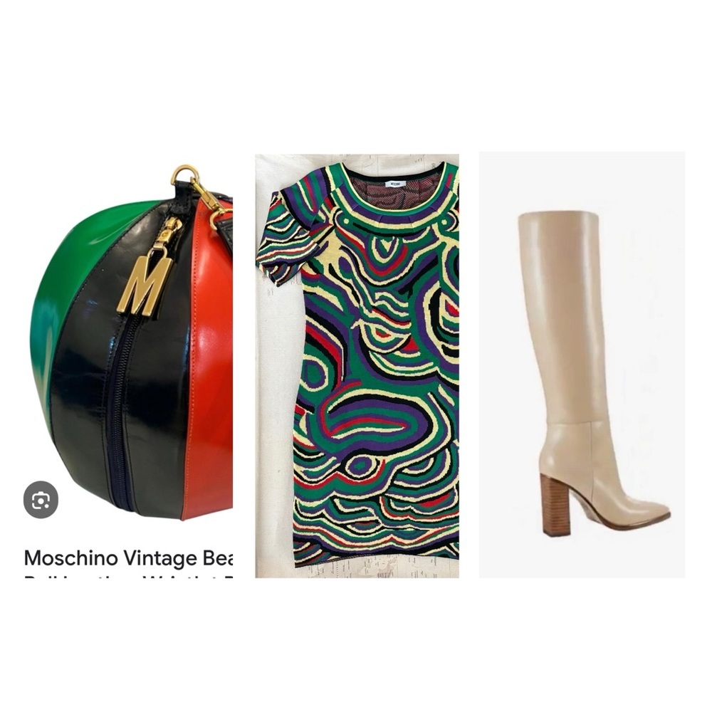 Moschino Knit Sweater Dress Retro Swirl Print S/M - Picture 2 of 10